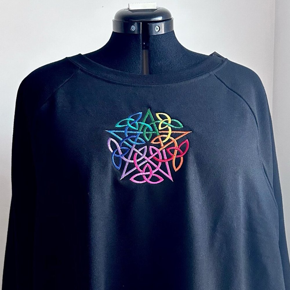 Rainbow Pentagram Sweatshirt - Plus Size 3x Witchy Pullover Crewneck Pride Gift